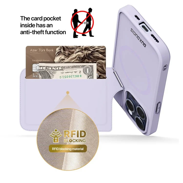 DUX DUCIS Rafi II Series for iPhone 15 Pro Max Magnetic Case Card Holder Kickstand Cover