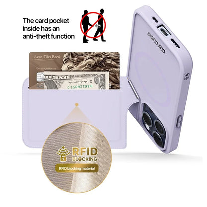 DUX DUCIS Rafi II Series for iPhone 15 Pro Max Magnetic Case Card Holder Kickstand Cover
