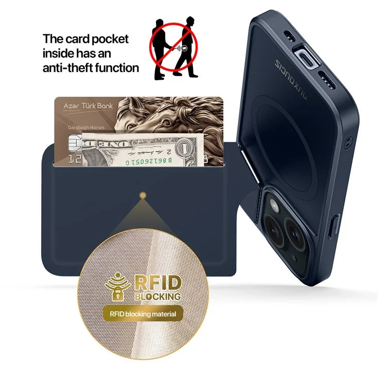 DUX DUCIS Rafi II Series for iPhone 15 Plus Kickstand Case Magnetic Phone Cover Card Holder