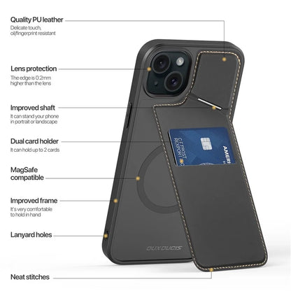 DUX DUCIS Rafi II Series for iPhone 15 Plus Kickstand Case Magnetic Phone Cover Card Holder