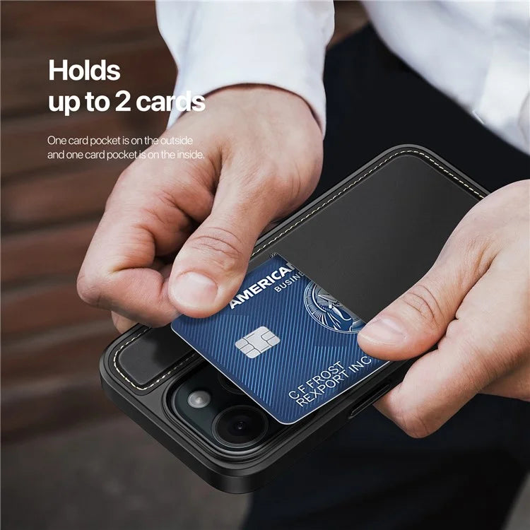 DUX DUCIS Rafi II Series for iPhone 15 Plus Kickstand Case Magnetic Phone Cover Card Holder
