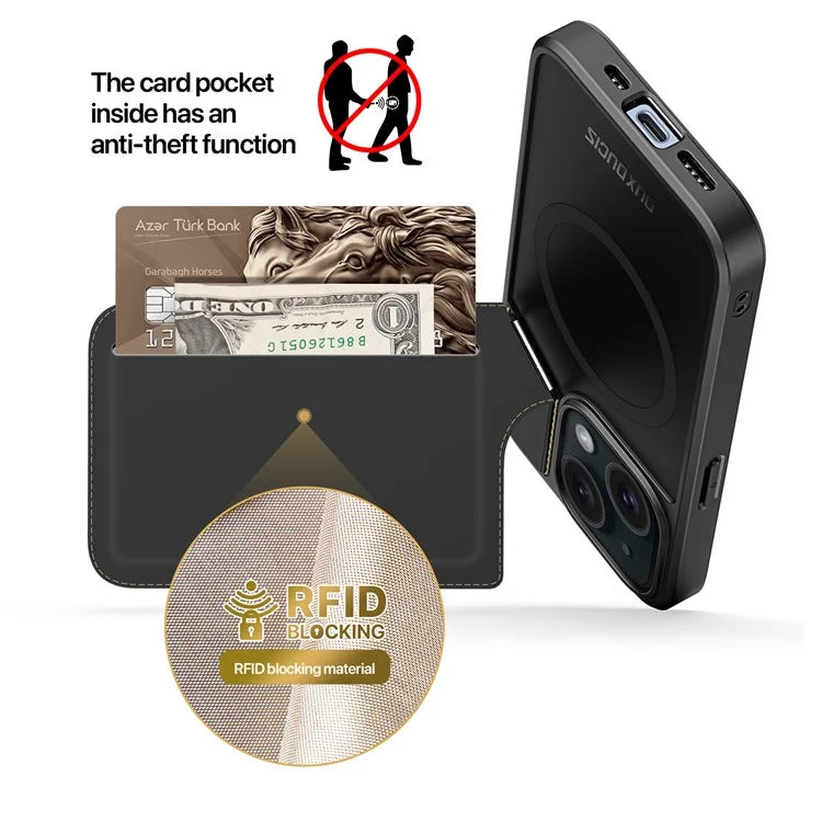 DUX DUCIS Rafi II Series for iPhone 15 Plus Kickstand Case Magnetic Phone Cover Card Holder