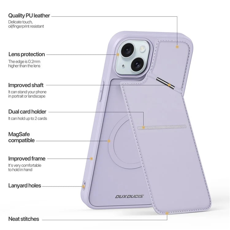 DUX DUCIS Rafi II Series for iPhone 15 Plus Kickstand Case Magnetic Phone Cover Card Holder