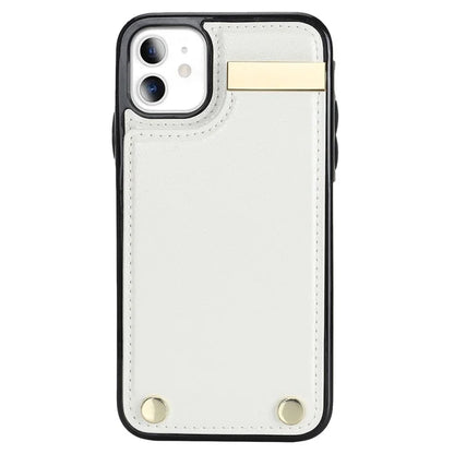 For iPhone 11 Cover TPU+PU Leather Metal Decor Shockproof Cell Phone Case with Card Holder