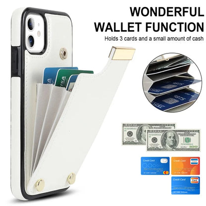For iPhone 11 Cover TPU+PU Leather Metal Decor Shockproof Cell Phone Case with Card Holder