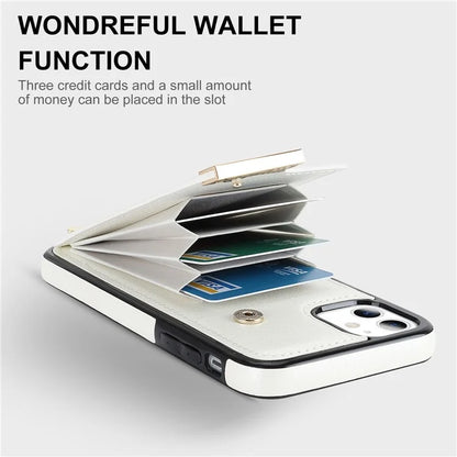 For iPhone 11 Cover TPU+PU Leather Metal Decor Shockproof Cell Phone Case with Card Holder