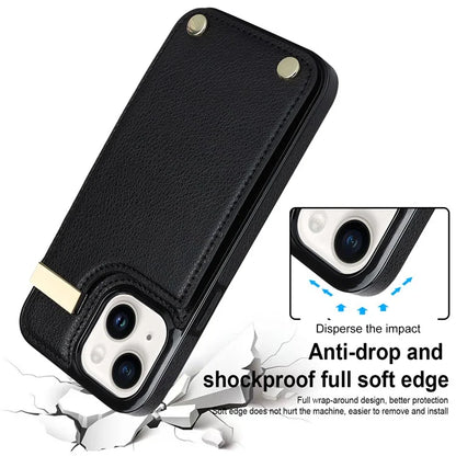 Card Holder Phone Shell for iPhone 13 Case TPU+PU Leather+Metal Phone Cover