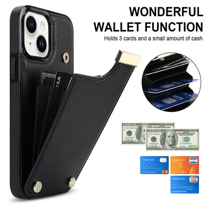 Card Holder Phone Shell for iPhone 13 Case TPU+PU Leather+Metal Phone Cover
