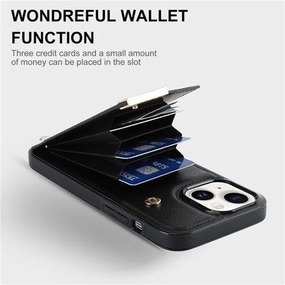 Card Holder Phone Shell for iPhone 13 Case TPU+PU Leather+Metal Phone Cover