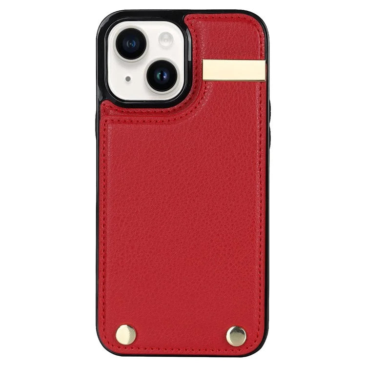 Card Holder Phone Shell for iPhone 13 Case TPU+PU Leather+Metal Phone Cover