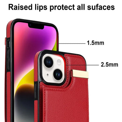 Card Holder Phone Shell for iPhone 13 Case TPU+PU Leather+Metal Phone Cover