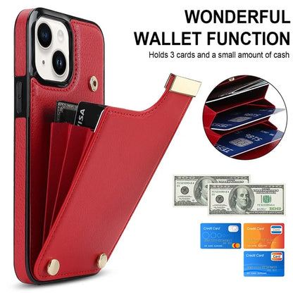 Card Holder Phone Shell for iPhone 13 Case TPU+PU Leather+Metal Phone Cover