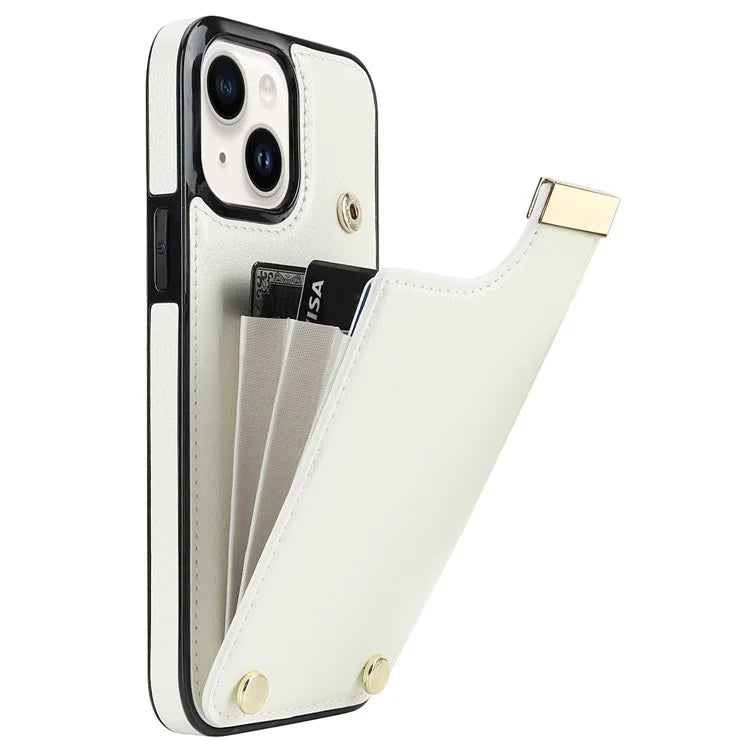 Card Holder Phone Shell for iPhone 13 Case TPU+PU Leather+Metal Phone Cover