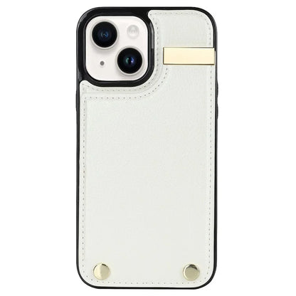 Card Holder Phone Shell for iPhone 13 Case TPU+PU Leather+Metal Phone Cover