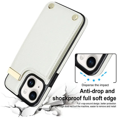 Card Holder Phone Shell for iPhone 13 Case TPU+PU Leather+Metal Phone Cover
