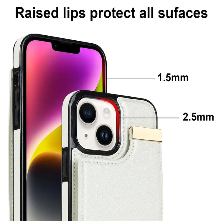 Card Holder Phone Shell for iPhone 13 Case TPU+PU Leather+Metal Phone Cover