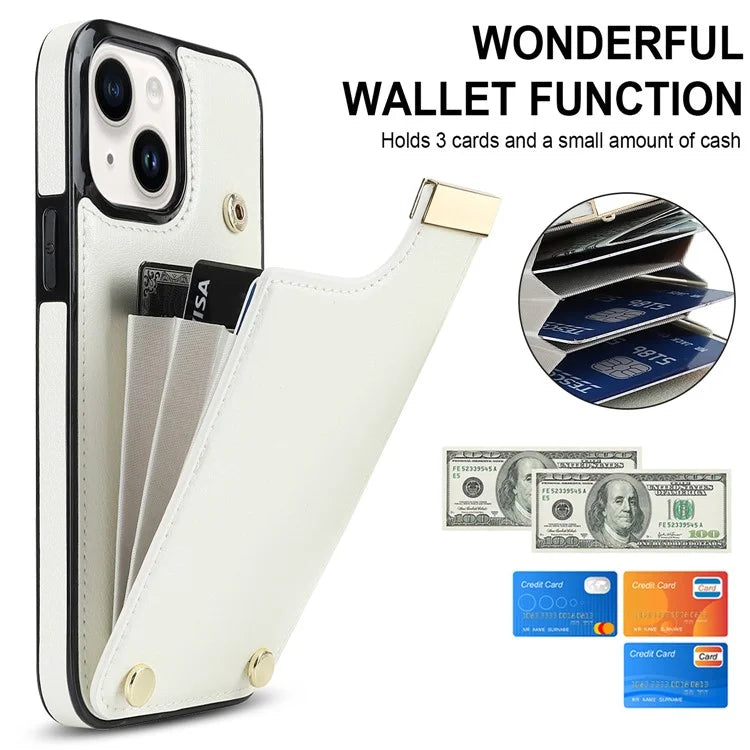 Card Holder Phone Shell for iPhone 13 Case TPU+PU Leather+Metal Phone Cover