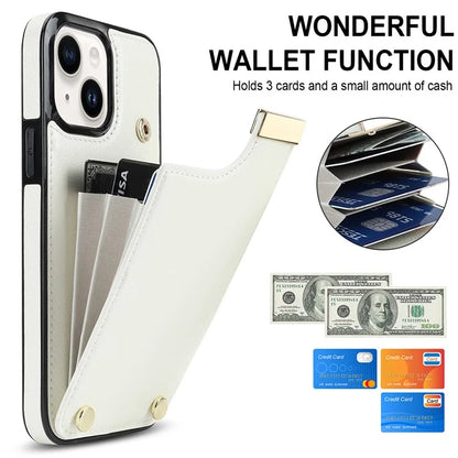 Card Holder Phone Shell for iPhone 13 Case TPU+PU Leather+Metal Phone Cover