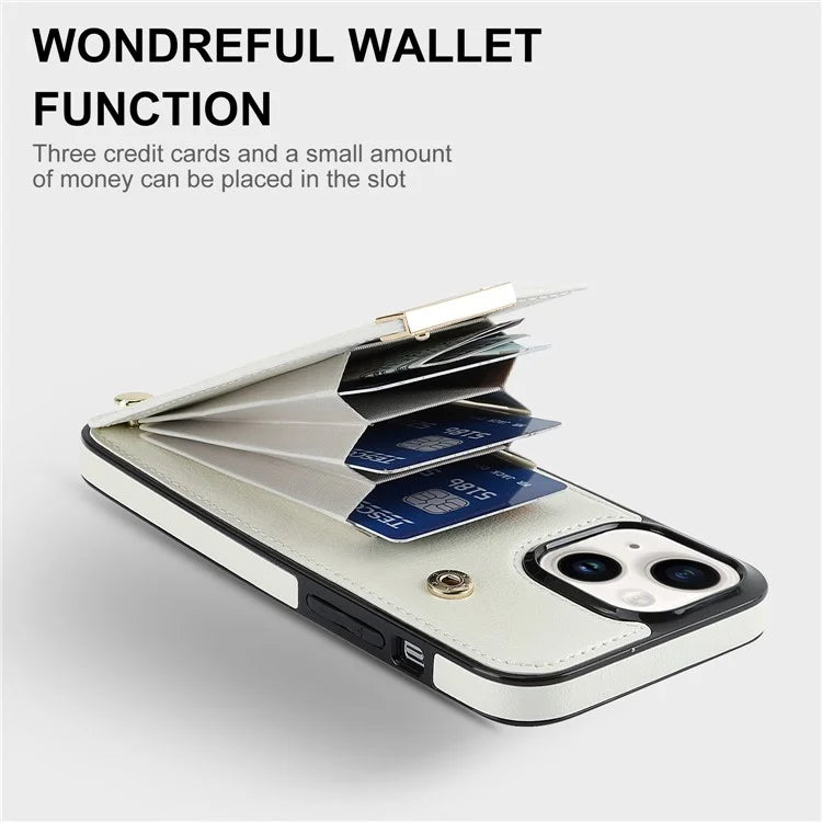 Card Holder Phone Shell for iPhone 13 Case TPU+PU Leather+Metal Phone Cover