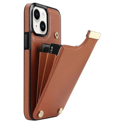 Card Holder Phone Shell for iPhone 13 Case TPU+PU Leather+Metal Phone Cover