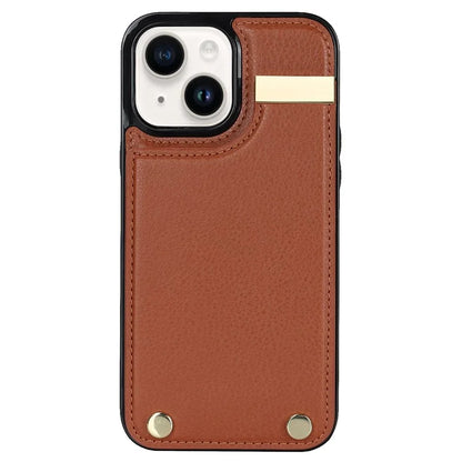Card Holder Phone Shell for iPhone 13 Case TPU+PU Leather+Metal Phone Cover