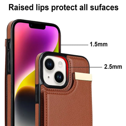 Card Holder Phone Shell for iPhone 13 Case TPU+PU Leather+Metal Phone Cover