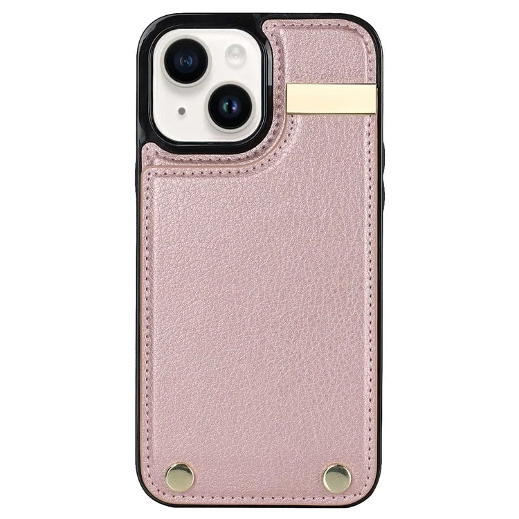 Card Holder Phone Shell for iPhone 13 Case TPU+PU Leather+Metal Phone Cover