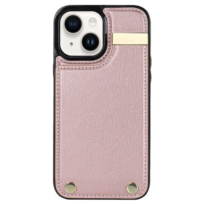 Card Holder Phone Shell for iPhone 13 Case TPU+PU Leather+Metal Phone Cover
