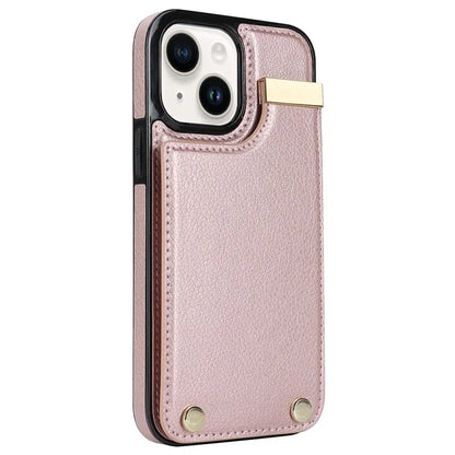 Card Holder Phone Shell for iPhone 13 Case TPU+PU Leather+Metal Phone Cover
