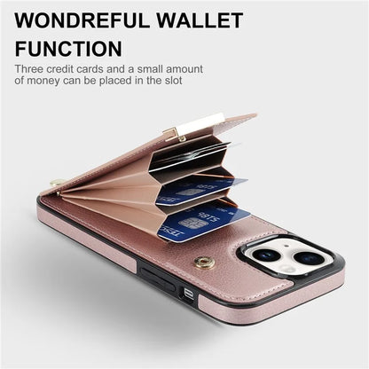 Card Holder Phone Shell for iPhone 13 Case TPU+PU Leather+Metal Phone Cover