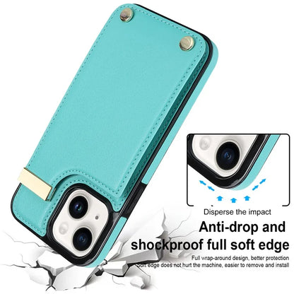 Card Holder Phone Shell for iPhone 13 Case TPU+PU Leather+Metal Phone Cover