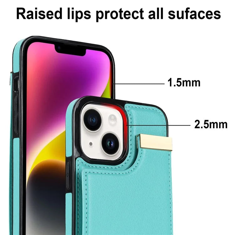 Card Holder Phone Shell for iPhone 13 Case TPU+PU Leather+Metal Phone Cover
