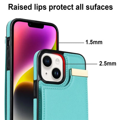 Card Holder Phone Shell for iPhone 13 Case TPU+PU Leather+Metal Phone Cover