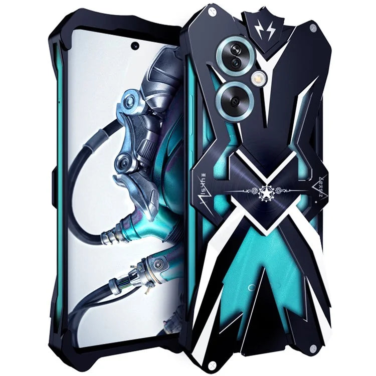 For Oppo A2 5G Case Black Shock-Absorbed Aluminum Alloy Mobile Phone Cover Shell