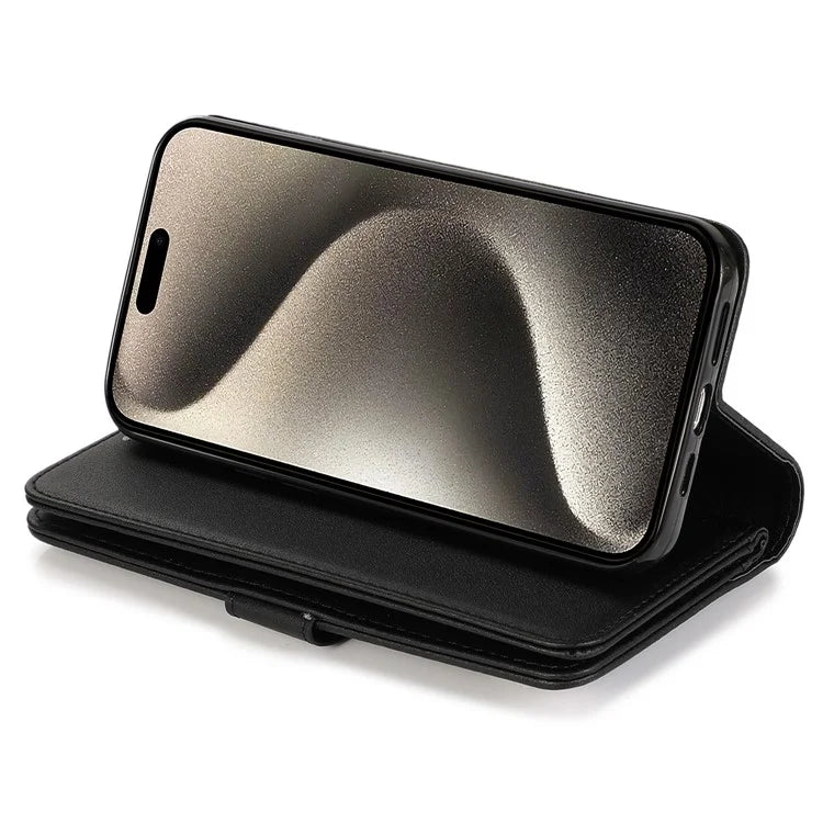 For iPhone 15 Pro Max Cell Phone Case Glitter Powder 9 Card Holder Leather Cover