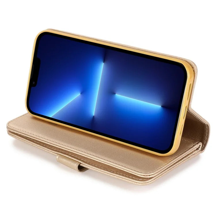 For iPhone 13 Pro Max PU Leather Cell Phone Case with Strap 9 Card Holder Cover