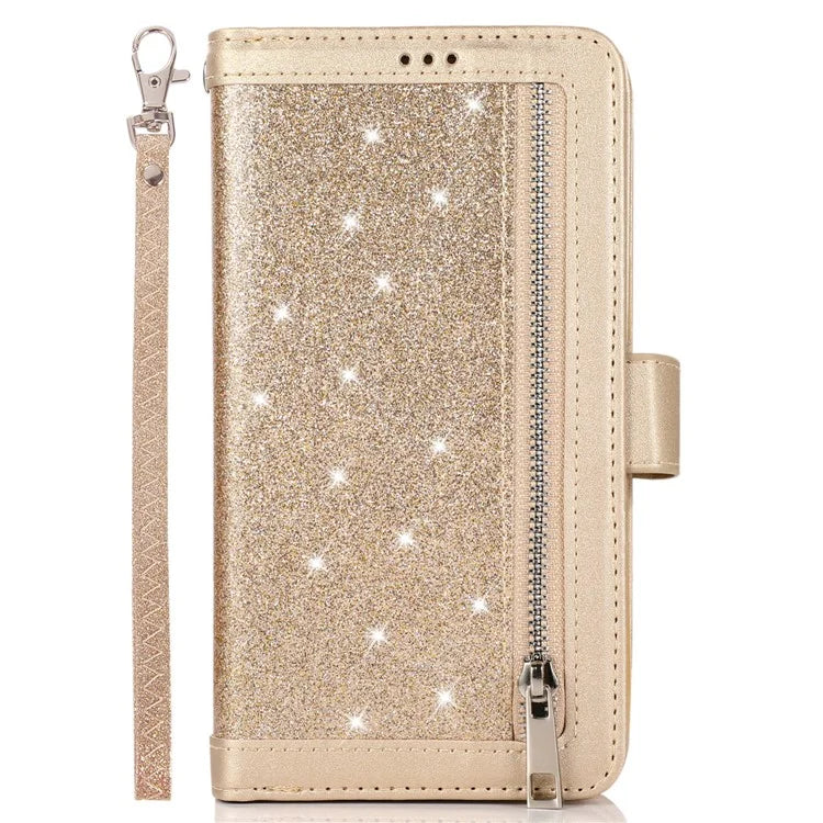 For iPhone 13 Pro Max PU Leather Cell Phone Case with Strap 9 Card Holder Cover