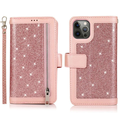 For iPhone 13 Pro Max PU Leather Cell Phone Case with Strap 9 Card Holder Cover