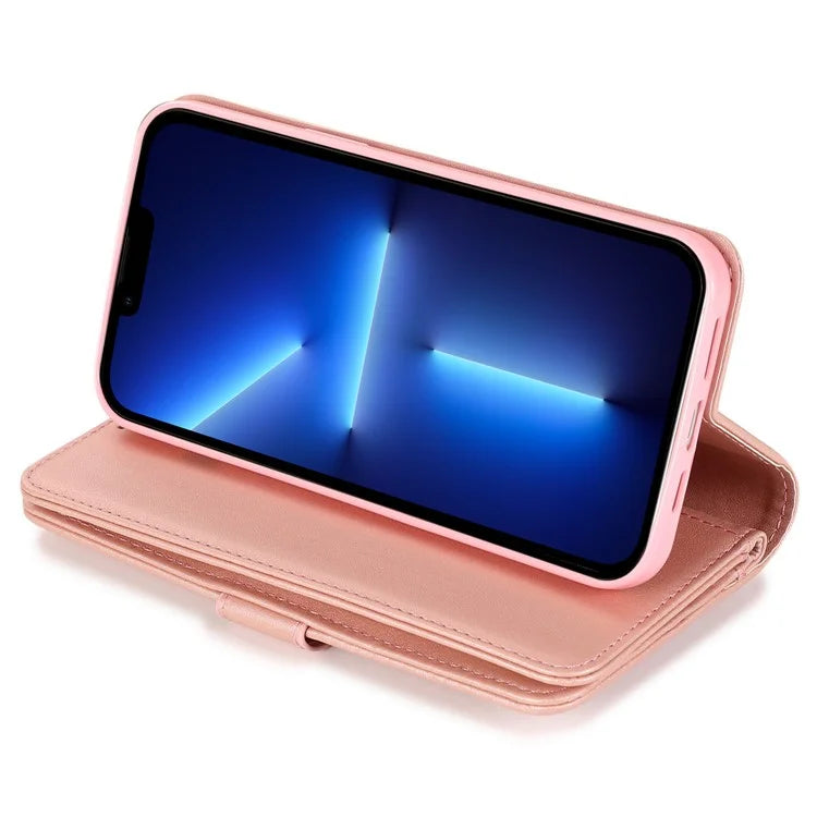 For iPhone 13 Pro Max PU Leather Cell Phone Case with Strap 9 Card Holder Cover