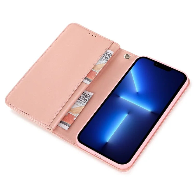 For iPhone 13 Pro Max PU Leather Cell Phone Case with Strap 9 Card Holder Cover