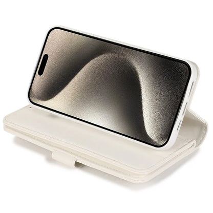 For iPhone 15 Pro PU Leather Cell Phone Case with Strap 9 Card Holder Anti-drop Cover