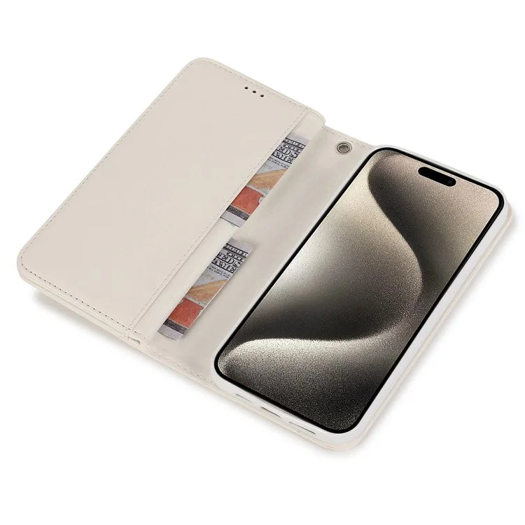 For iPhone 15 Pro PU Leather Cell Phone Case with Strap 9 Card Holder Anti-drop Cover