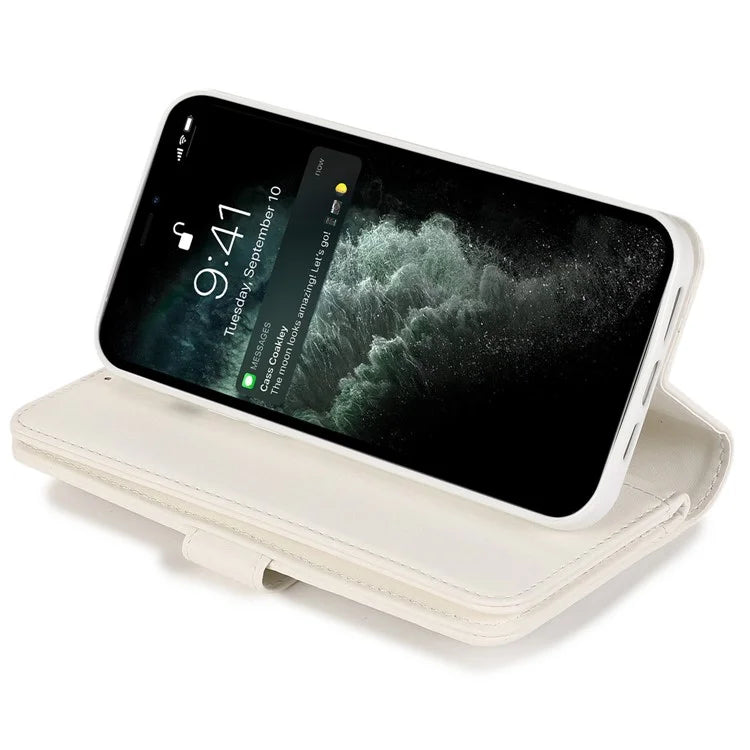 For iPhone 12 Pro Max Cell Phone Case with Strap 9 Card Holder PU Leather Cover