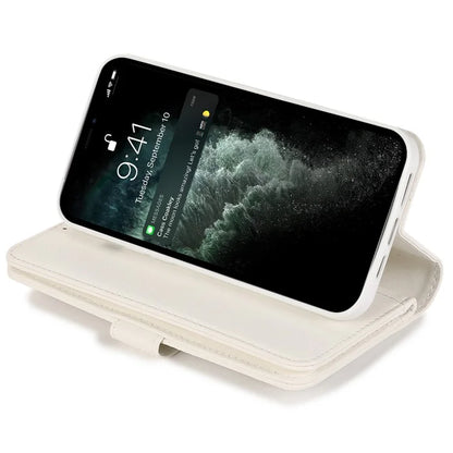 For iPhone 12 Pro Max Cell Phone Case with Strap 9 Card Holder PU Leather Cover