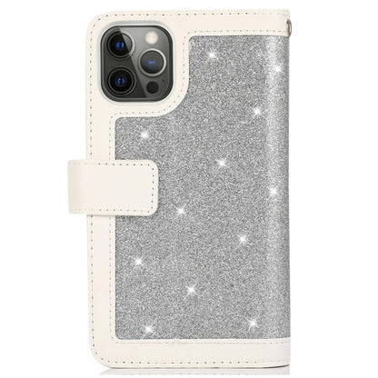 For iPhone 12 Pro Max Cell Phone Case with Strap 9 Card Holder PU Leather Cover
