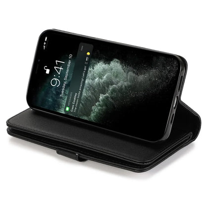 For iPhone 12 Pro Max Cell Phone Case with Strap 9 Card Holder PU Leather Cover