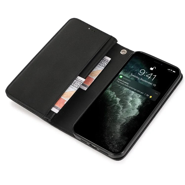 For iPhone 12 Pro Max Cell Phone Case with Strap 9 Card Holder PU Leather Cover