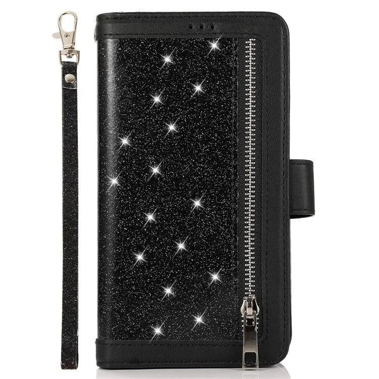 For iPhone 12 Pro Max Cell Phone Case with Strap 9 Card Holder PU Leather Cover