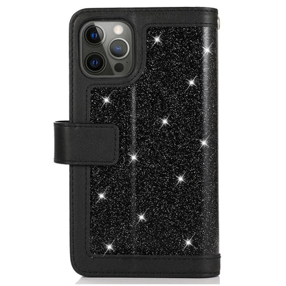 For iPhone 12 Pro Max Cell Phone Case with Strap 9 Card Holder PU Leather Cover