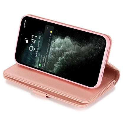 For iPhone 12 Pro Max Cell Phone Case with Strap 9 Card Holder PU Leather Cover